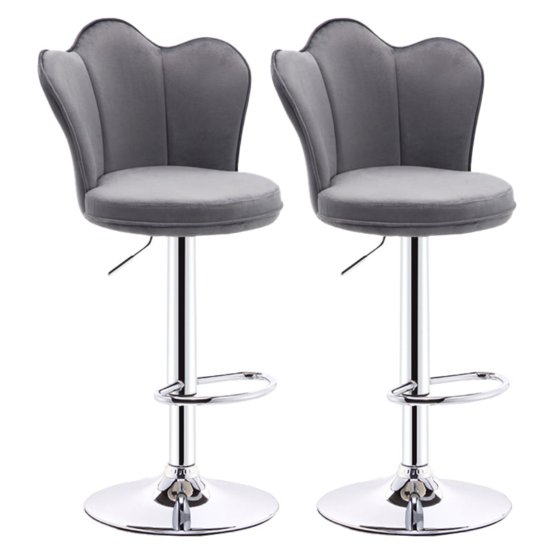 Modern Upholstered Swivel Stool Footrest Low Back Counter Chair with Metal Base