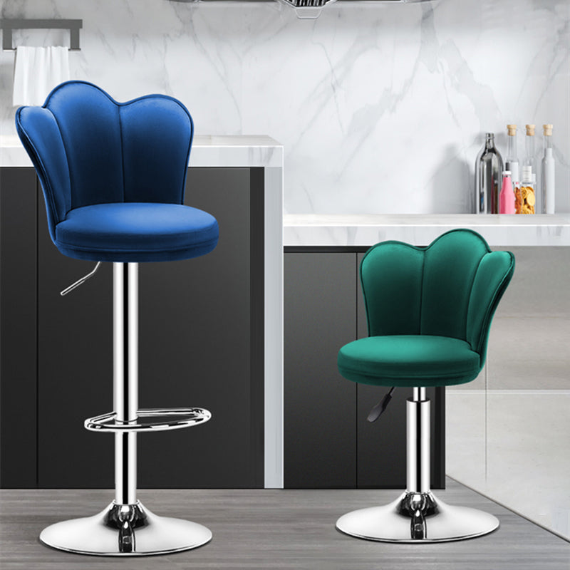 Modern Upholstered Swivel Stool Footrest Low Back Counter Chair with Metal Base