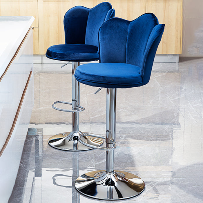 Modern Upholstered Swivel Stool Footrest Low Back Counter Chair with Metal Base