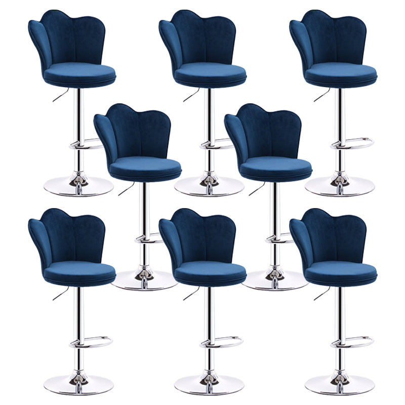 Modern Upholstered Swivel Stool Footrest Low Back Counter Chair with Metal Base