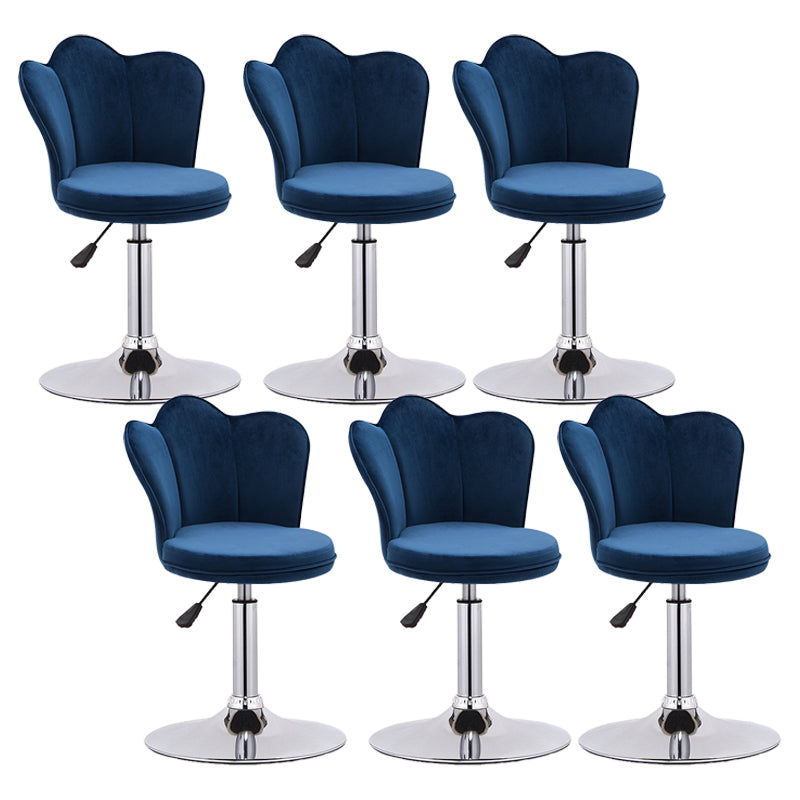 Modern Upholstered Swivel Stool Footrest Low Back Counter Chair with Metal Base