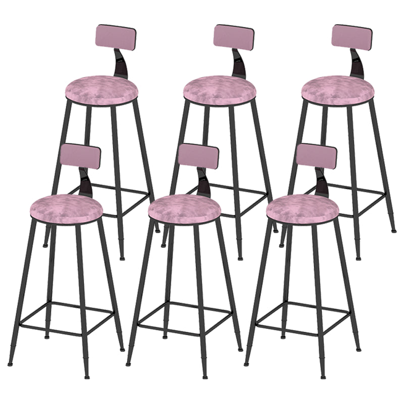 Scandinavian Counter-height Stool Round Velvet Counter Stool for Living Room