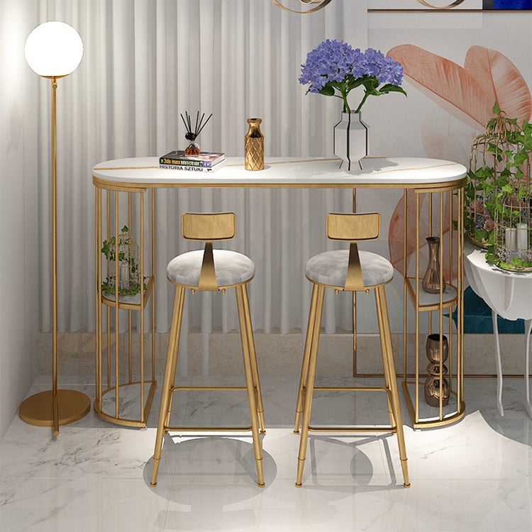 Scandinavian Counter-height Stool Round Velvet Counter Stool for Living Room