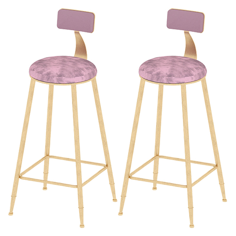 Scandinavian Counter-height Stool Round Velvet Counter Stool for Living Room