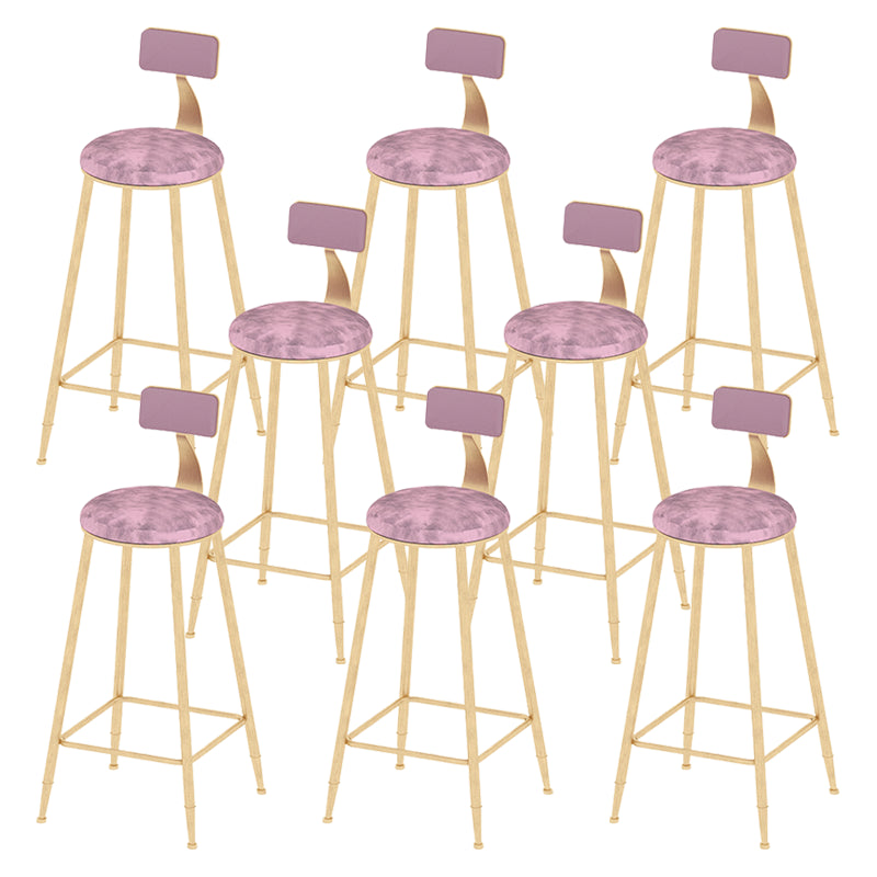 Scandinavian Counter-height Stool Round Velvet Counter Stool for Living Room