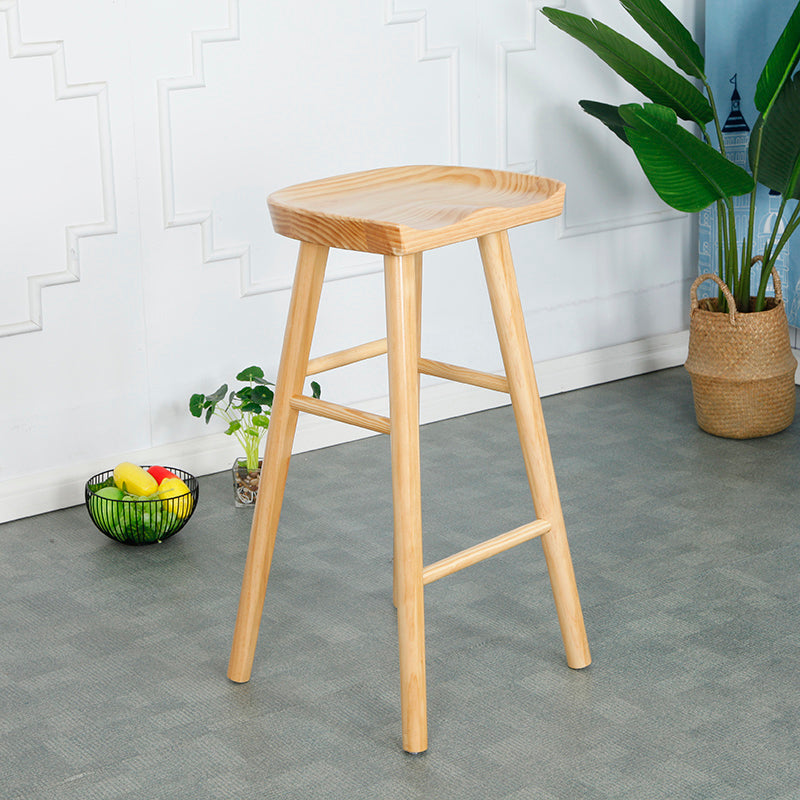 Modern Solid Wood Counter Stools Backless Contoured Seat Bar Stool for Shop