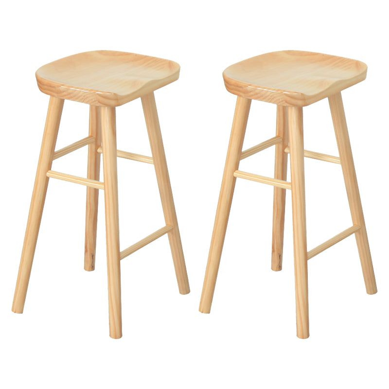 Modern Solid Wood Counter Stools Backless Contoured Seat Bar Stool for Shop