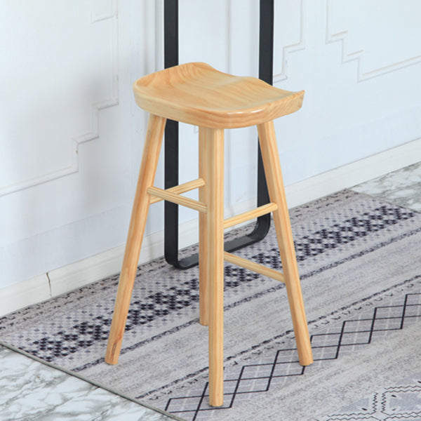 Modern Solid Wood Counter Stools Backless Contoured Seat Bar Stool for Shop
