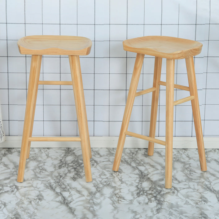 Modern Solid Wood Counter Stools Backless Contoured Seat Bar Stool for Shop