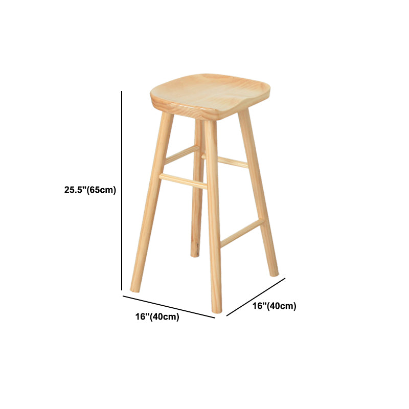 Modern Solid Wood Counter Stools Backless Contoured Seat Bar Stool for Shop