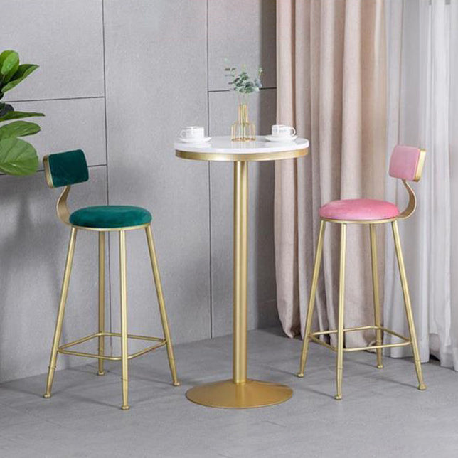 Glam Armless Backrest Counter Stool Iron Kitchen Bar Stool with Pedal and Cushion