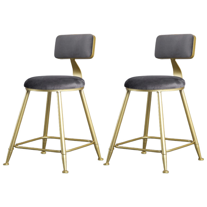 Glam Armless Backrest Counter Stool Iron Kitchen Bar Stool with Pedal and Cushion