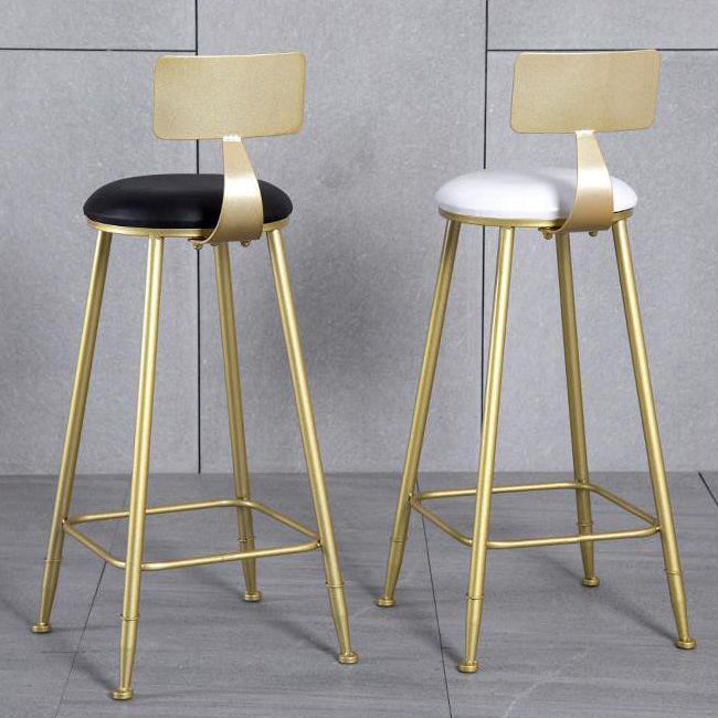 Glam Armless Backrest Counter Stool Iron Kitchen Bar Stool with Pedal and Cushion