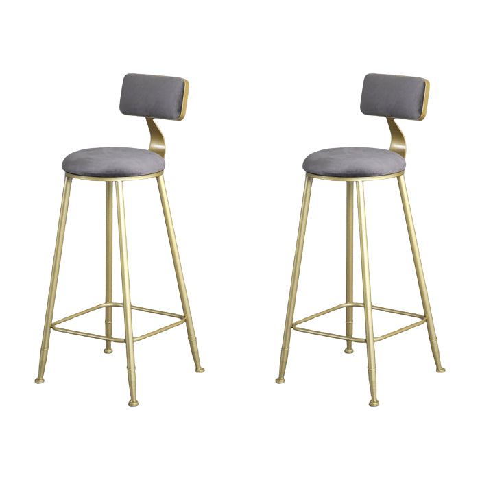 Glam Armless Backrest Counter Stool Iron Kitchen Bar Stool with Pedal and Cushion