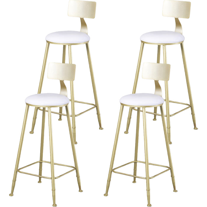 Glam Armless Backrest Counter Stool Iron Kitchen Bar Stool with Pedal and Cushion