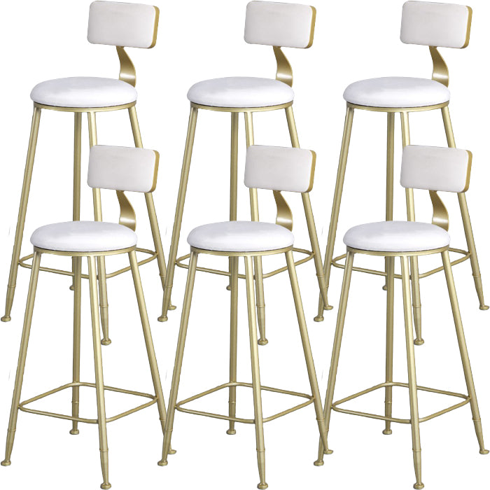 Glam Armless Backrest Counter Stool Iron Kitchen Bar Stool with Pedal and Cushion