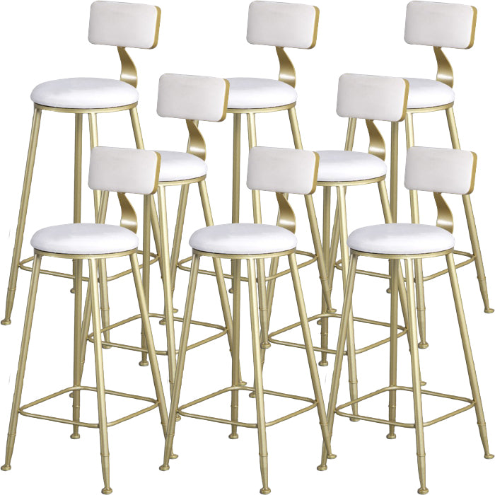 Glam Armless Backrest Counter Stool Iron Kitchen Bar Stool with Pedal and Cushion