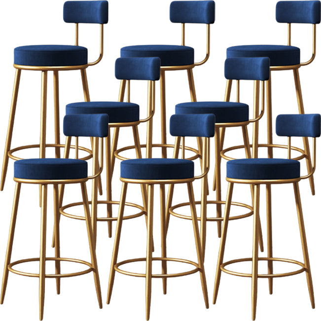 Glam Backrest Armless Counter Stool Iron Kitchen Bar Stool with Cushion and Pedal