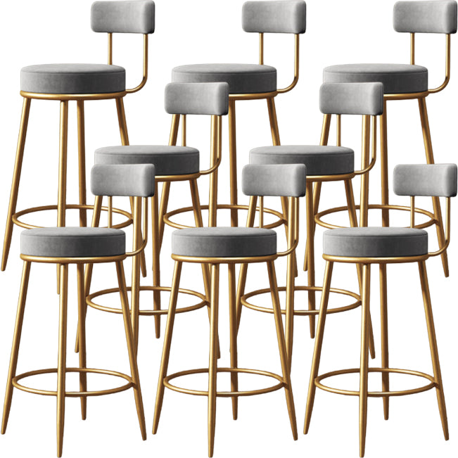 Glam Backrest Armless Counter Stool Iron Kitchen Bar Stool with Cushion and Pedal