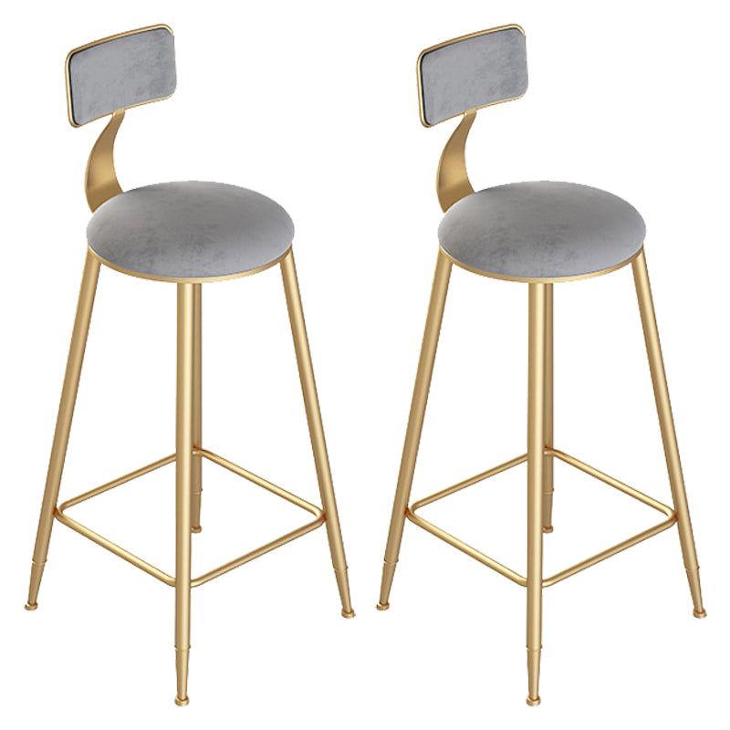 Scandinavian Metal Counter Chair Round Velvet Counter Stool for Living Room