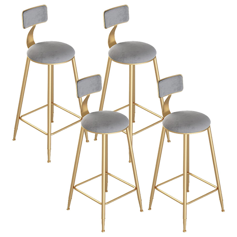 Scandinavian Metal Counter Chair Round Velvet Counter Stool for Living Room