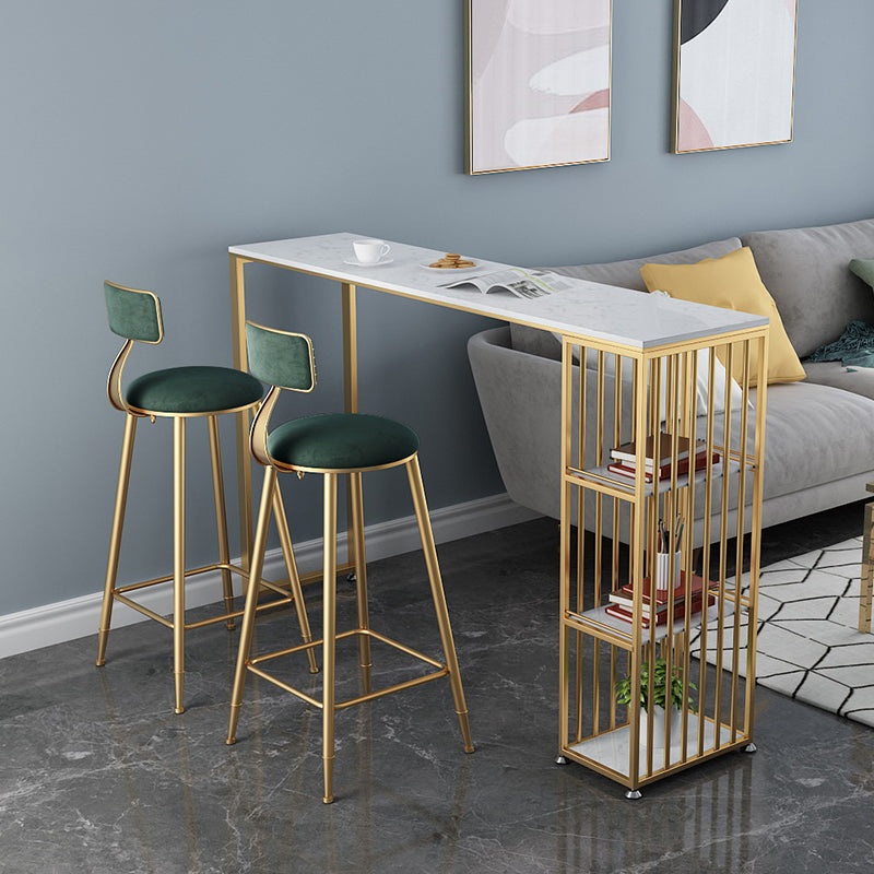 Scandinavian Metal Counter Chair Round Velvet Counter Stool for Living Room