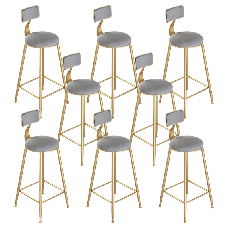 Scandinavian Metal Counter Chair Round Velvet Counter Stool for Living Room