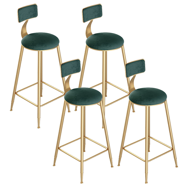 Scandinavian Metal Counter Chair Round Velvet Counter Stool for Living Room