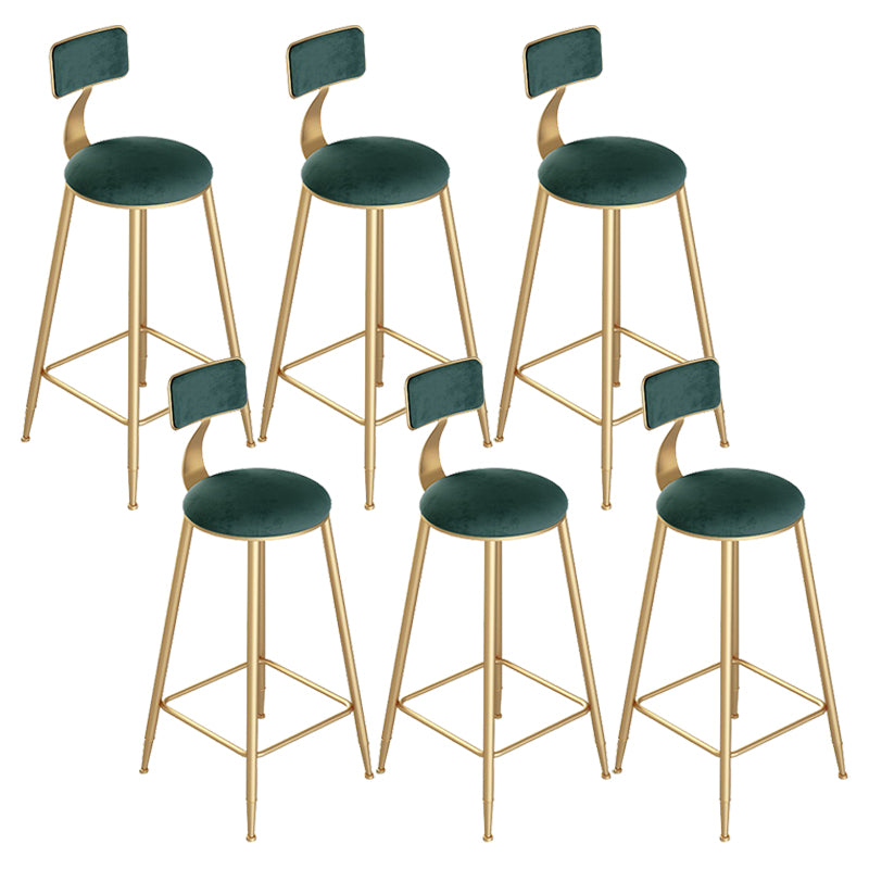 Scandinavian Metal Counter Chair Round Velvet Counter Stool for Living Room