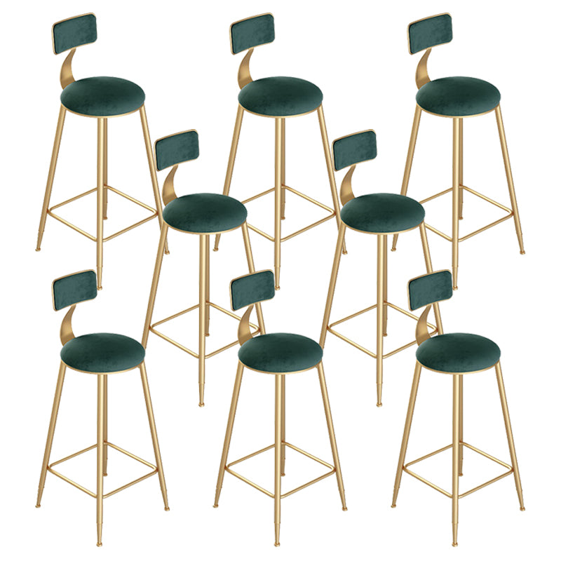 Scandinavian Metal Counter Chair Round Velvet Counter Stool for Living Room