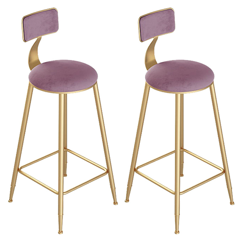 Scandinavian Metal Counter Chair Round Velvet Counter Stool for Living Room