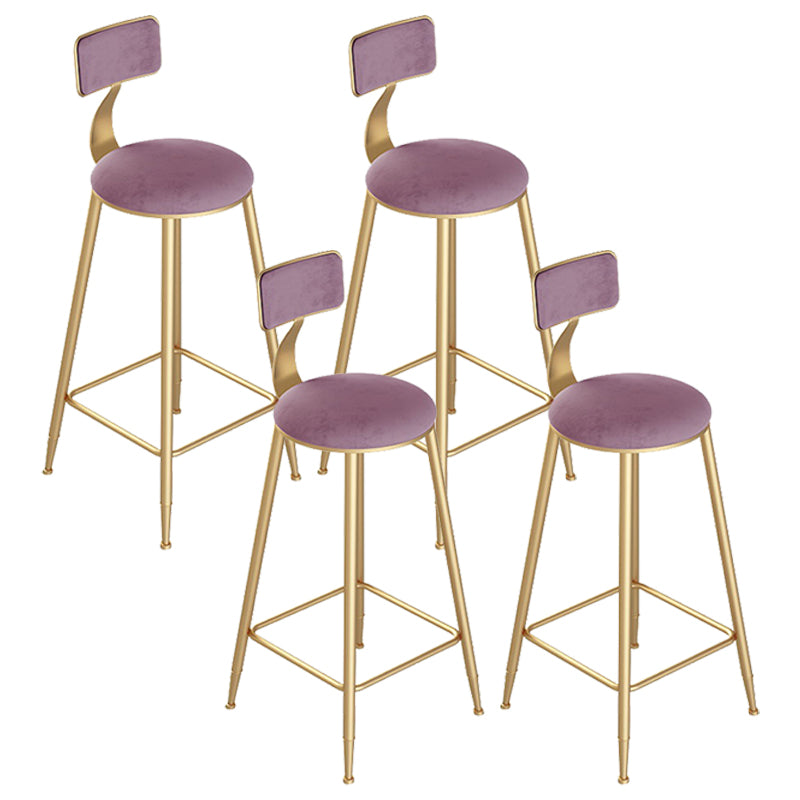Scandinavian Metal Counter Chair Round Velvet Counter Stool for Living Room