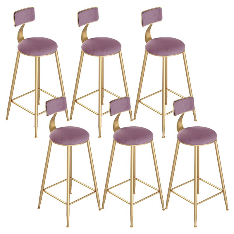 Scandinavian Metal Counter Chair Round Velvet Counter Stool for Living Room
