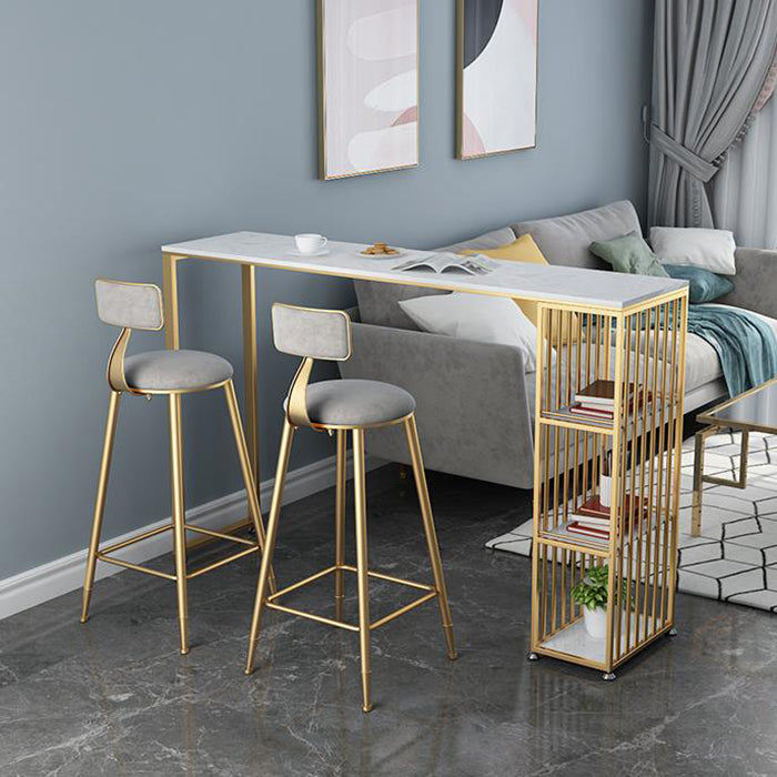 Scandinavian Metal Counter Chair Round Velvet Counter Stool for Living Room