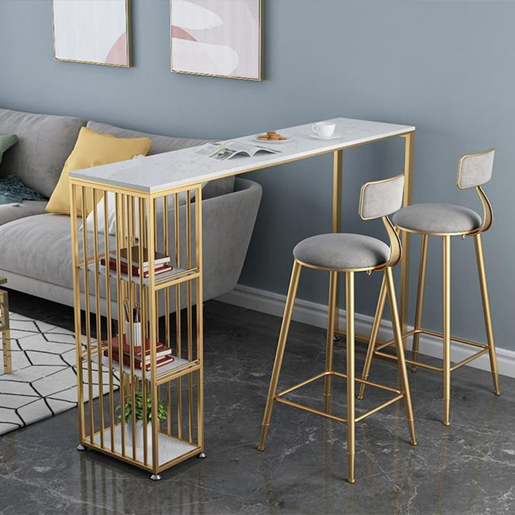 Scandinavian Metal Counter Chair Round Velvet Counter Stool for Living Room