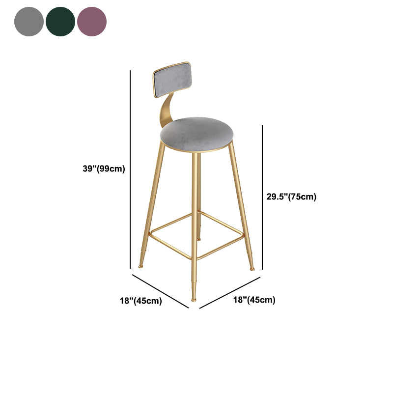 Scandinavian Metal Counter Chair Round Velvet Counter Stool for Living Room