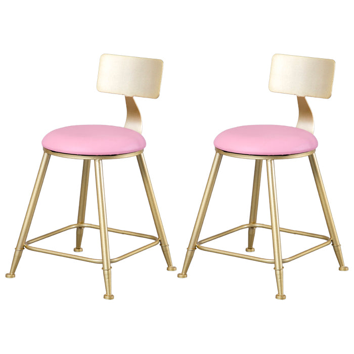 Glam Armless Backrest Counter Stool Steel Cafe Bar Stool with Cushion and Pedal