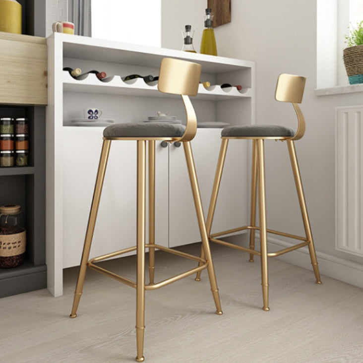 Glam Armless Backrest Counter Stool Steel Cafe Bar Stool with Cushion and Pedal