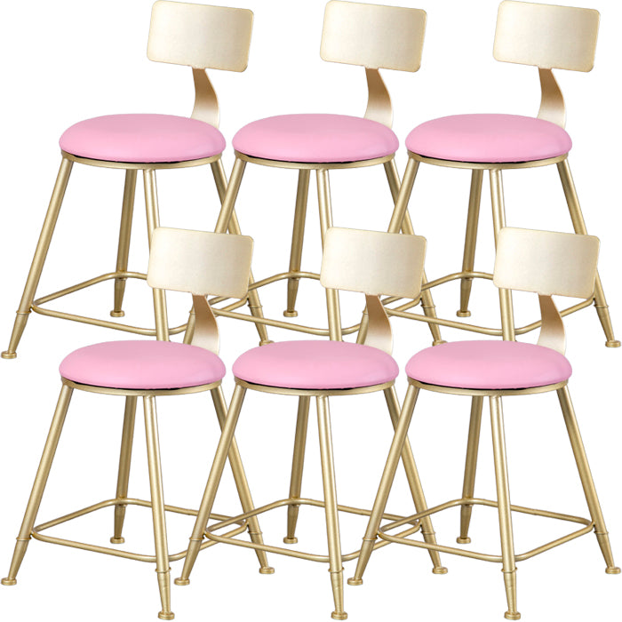 Glam Armless Backrest Counter Stool Steel Cafe Bar Stool with Cushion and Pedal