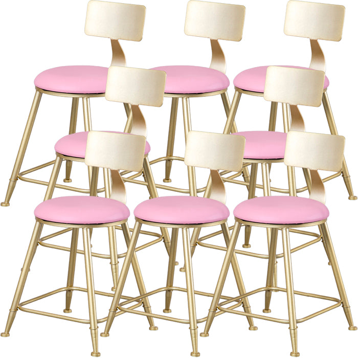 Glam Armless Backrest Counter Stool Steel Cafe Bar Stool with Cushion and Pedal