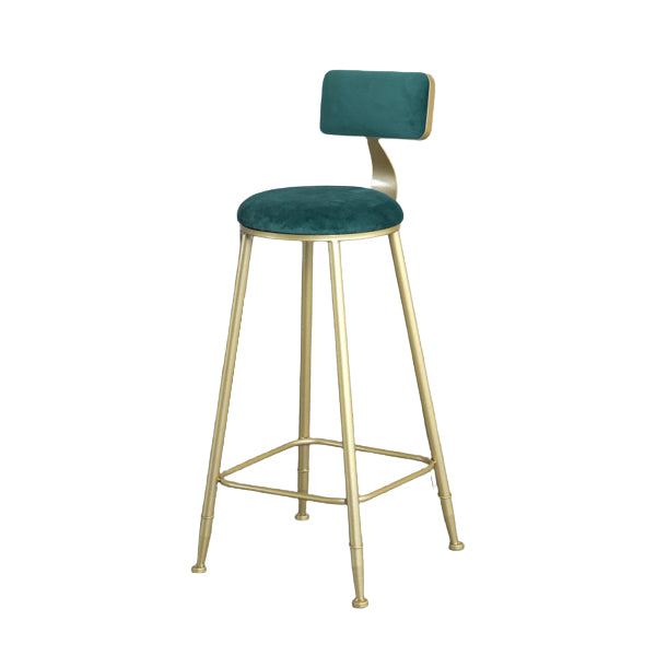 Glam Armless Backrest Counter Stool Steel Cafe Bar Stool with Cushion and Pedal