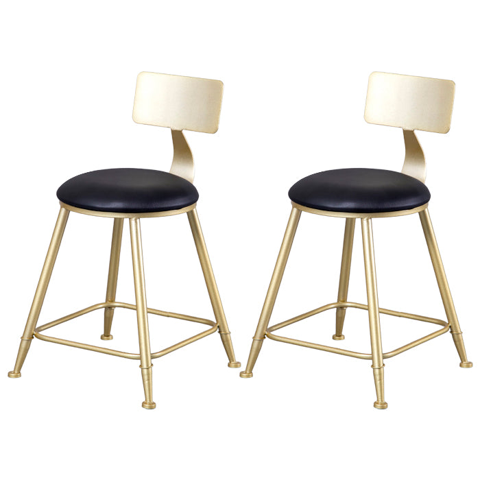 Glam Armless Backrest Counter Stool Steel Cafe Bar Stool with Cushion and Pedal