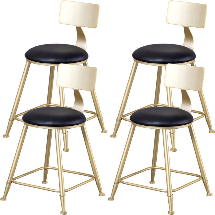 Glam Armless Backrest Counter Stool Steel Cafe Bar Stool with Cushion and Pedal