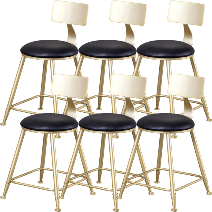 Glam Armless Backrest Counter Stool Steel Cafe Bar Stool with Cushion and Pedal