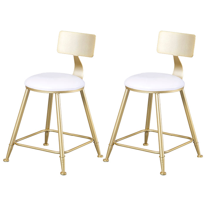 Glam Armless Backrest Counter Stool Steel Cafe Bar Stool with Cushion and Pedal