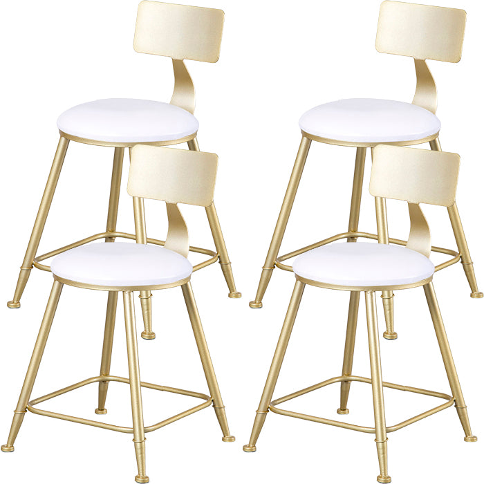 Glam Armless Backrest Counter Stool Steel Cafe Bar Stool with Cushion and Pedal
