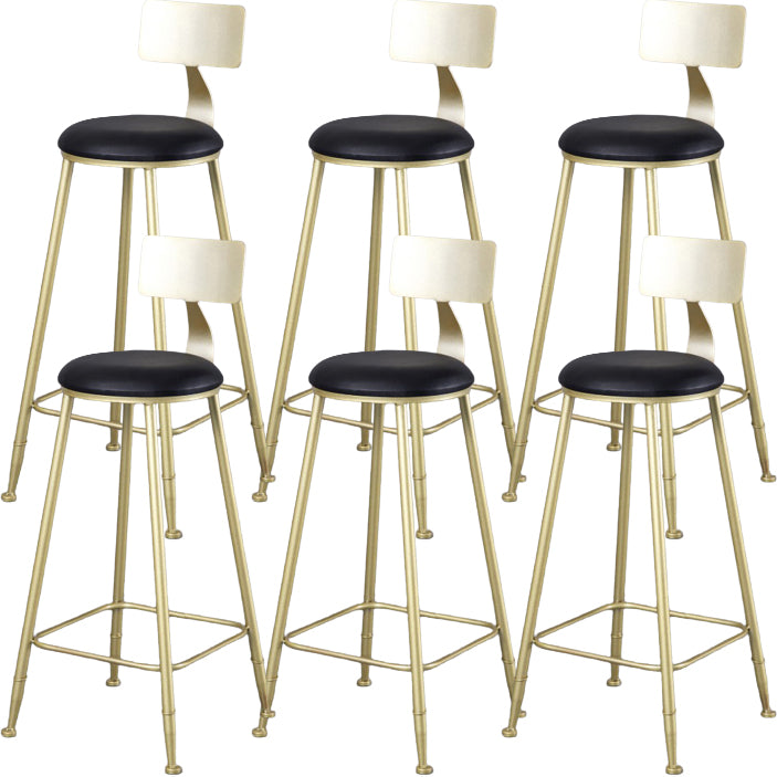 Glam Armless Backrest Counter Stool Steel Cafe Bar Stool with Cushion and Pedal