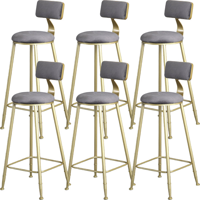 Glam Armless Backrest Counter Stool Steel Cafe Bar Stool with Cushion and Pedal