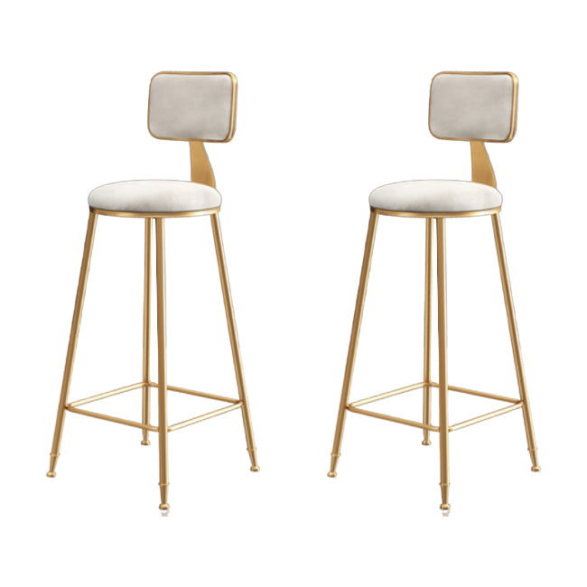 Glam Armless Backrest Counter Stool Steel Cafe Bar Stool with Cushion and Pedal