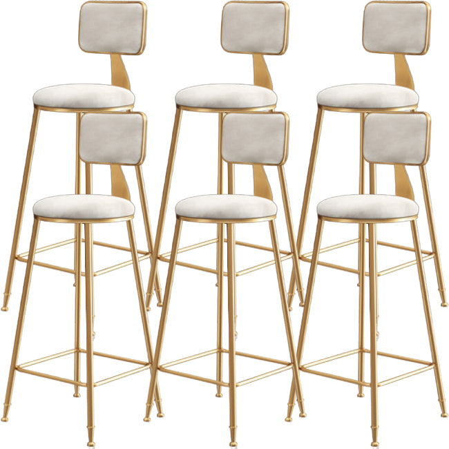 Glam Armless Backrest Counter Stool Steel Cafe Bar Stool with Cushion and Pedal